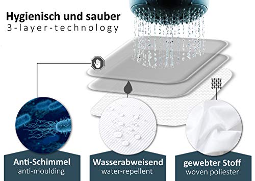 arteneur®- Cortina de Ducha 180x200 Japón – Cortina de Baño de Tela, Antimoho, Lavable, Impermeable y Opaco con Dobladillo Ponderado y 12 Anillas