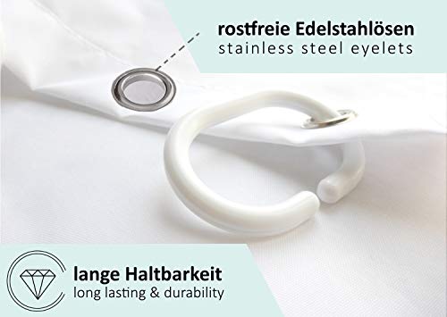 arteneur®- Cortina de Ducha 180x200 Japón – Cortina de Baño de Tela, Antimoho, Lavable, Impermeable y Opaco con Dobladillo Ponderado y 12 Anillas