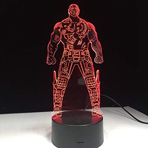 Arthur Sampson Dougla Drax el destructor Guardianes de la galaxia Lámpara LED 3D 7 colores Cambio de servicio de envío de la gota