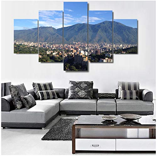 artppolr 5 Piezas Avila Caracas Montaña Impresión en lienzo Pintura Arte de la pared Póster Decoración moderna del hogar Imágenes de la sala de estar 30x40 30x60 30x80cm Sin marco