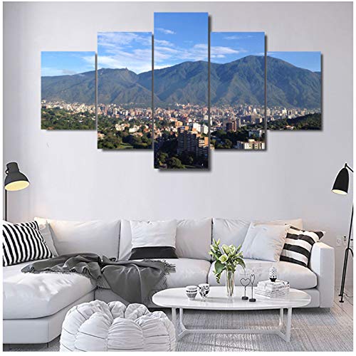 artppolr 5 Piezas Avila Caracas Montaña Impresión en lienzo Pintura Arte de la pared Póster Decoración moderna del hogar Imágenes de la sala de estar 30x40 30x60 30x80cm Sin marco