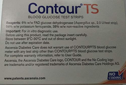 Ascencia Contour TS Diabetic Blood Glucose Test Strips 50x2=100