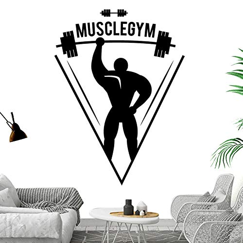 ASFGA Calcomanías de Fitness Gym Barbell Stickers Culturismo póster calcomanías de Pared de Vidrio Mural Ejercicio físico Encontrar calcomanías calcomanías de Fitness Muscular 50x50cm