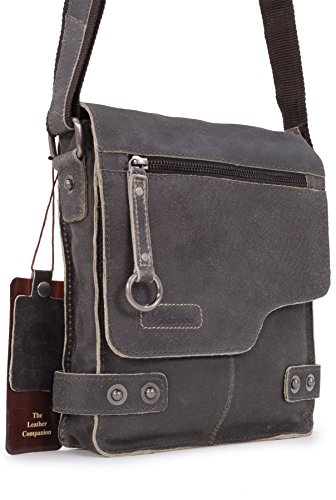 ASHWOOD - Camden 8351 - Bolso Bandolera - Apto para Llevar Kindle y iPad - Cuero - Marrón