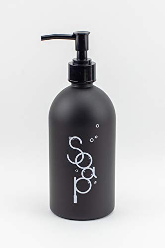 ASN Store Dispensador de jabón de cristal con bomba de plástico, 500 ml, para jabón, detergente, champú, ideal para baño y cocina, mate, plástico vidrio, Negro