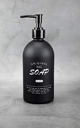 ASN Store - Dispensador de jabón de cristal negro mate, 500 ml, para jabón, líquido lavavajillas, champú, ideal para baño y cocina