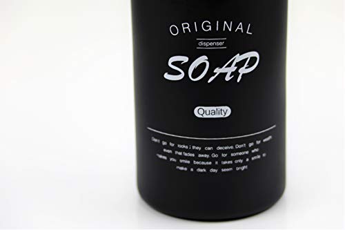 ASN Store - Dispensador de jabón de cristal negro mate, 500 ml, para jabón, líquido lavavajillas, champú, ideal para baño y cocina