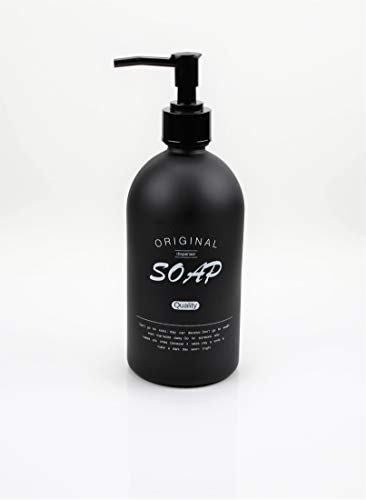 ASN Store - Dispensador de jabón de cristal negro mate, 500 ml, para jabón, líquido lavavajillas, champú, ideal para baño y cocina