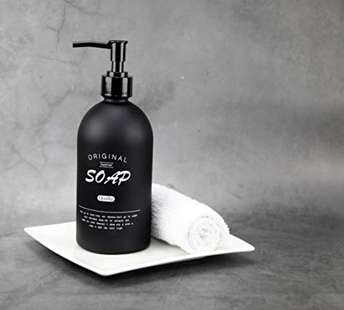 ASN Store - Dispensador de jabón de cristal negro mate, 500 ml, para jabón, líquido lavavajillas, champú, ideal para baño y cocina