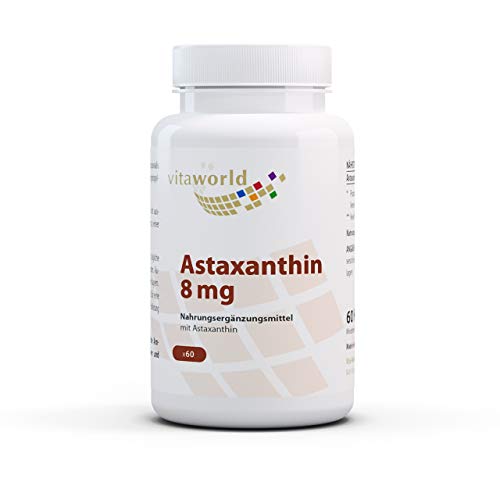 Astaxantina 8mg 60 Cápsulas Vita World Producción en farmacia en Alemania – Antioxidante - Haematococcus pluvialis