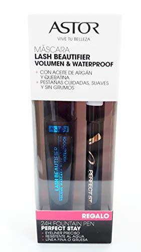 Astor Pack Máscara Lash Beautifier Volumen & Waterproof + 24 H Pen Eye Liner Delineador