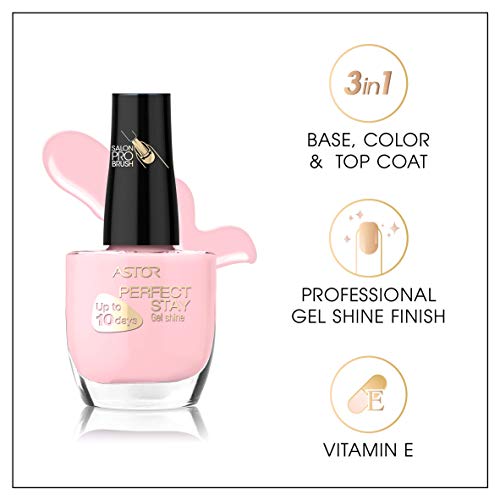 Astor Perfect Stay Gel Shine Esmalte de Uñas Tono 005 Light Pink Manicure - 48 gr