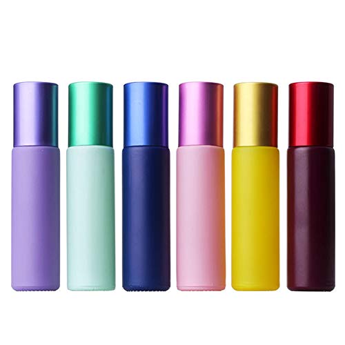 Asudaro 10pc 10ml Botellas De Rodillos De Vidrio Vacías Mini Botellas De Aceite Esencial Recargables De Viaje con Bola De Acero Inoxidable para Perfumes Bálsamo Labial Brillo Labial Envase Cosmético