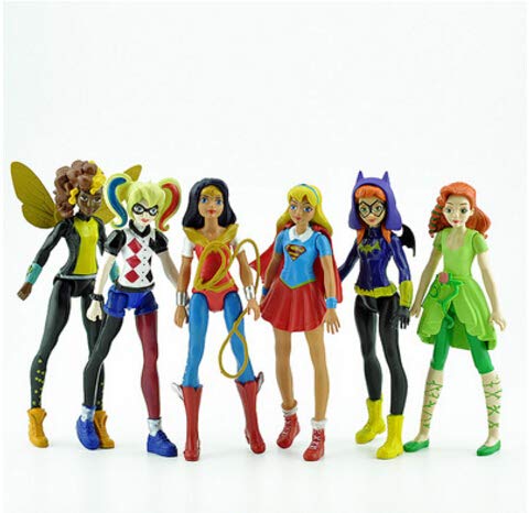 ATATMOUNT 6 Piezas DC Super Heroes Girl Batgirl Poison Ivy Bumblebee Quinn Figura de acción Doll Toy Des