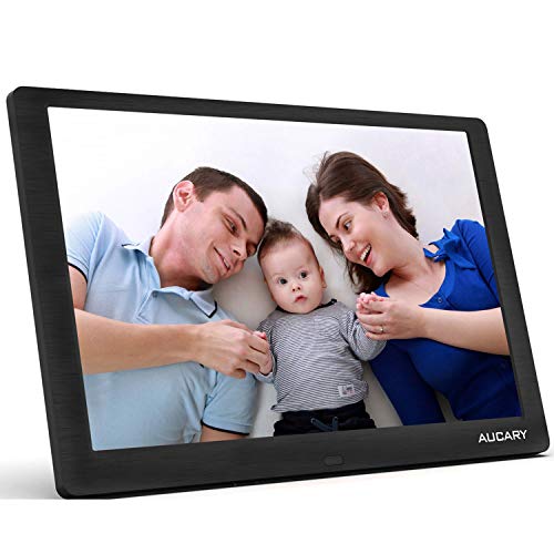 AUCARY Marco de Fotos Digital 10.1 Pulgadas LCD (1920 * 1080),Full HD Pantalla IPS Soporte para Reproductor de Video MP3/ MP4 Reloj/Calendario, Automático Encendido/Apagado con Control Remoto