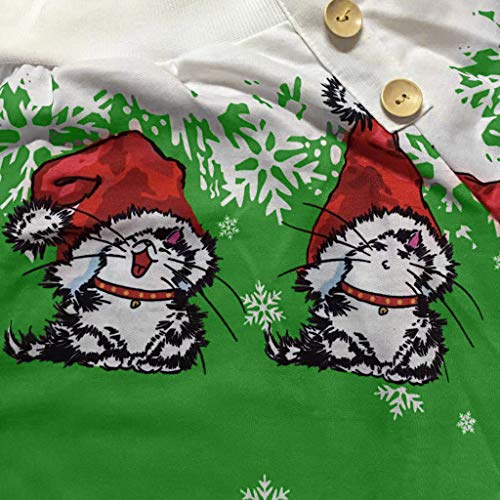 Auifor Las Mujeres Forman Feliz Navidad Santa Claus Collar Diagonal de impresión de la Tela Cruzada Collar del Soporte de la Camiseta Top（D-Verde/Large）