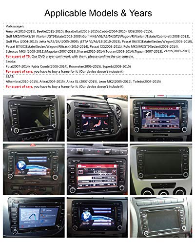 AUMUME 7 Pulgadas 2 Din Radio Coche para VW Golf Seat Skoda Passat Jetta Touran Caddy Sharan DVD GPS de Navegación Radio Bluetooth Parking Cámara Control Volante (con tarjeta de mapa de 8 GB)
