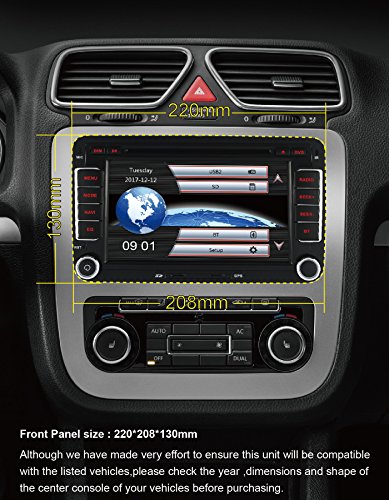AUMUME 7 Pulgadas 2 Din Radio Coche para VW Golf Seat Skoda Passat Jetta Touran Caddy Sharan DVD GPS de Navegación Radio Bluetooth Parking Cámara Control Volante (con tarjeta de mapa de 8 GB)