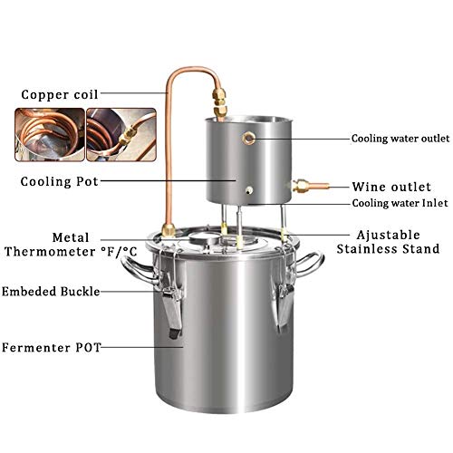 Aún así, el Alcohol Destilador Alambique Licores Alcohol Vino de calderería con Bomba Termómetro (3Gal / 12L) ZHNGHENG