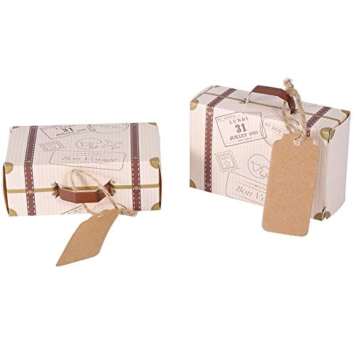 AUNMAS Caja de Regalo de Caramelo de cartón de 50 Piezas Mini Caja Decorativa en Forma de Maleta Contenedor de refrigerios Favores de Fiesta de cumpleaños de Boda