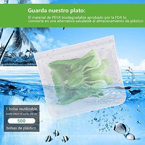 Aunus Bolsas Reutilizables para Almacenamiento de Alimentos,12 Piezas Bolsas Congelar Reutilizable,Bolsas Reutilizables para Fruta Sándwiches Verduras,1.5mm Súper Grueso Sello Sin BPA