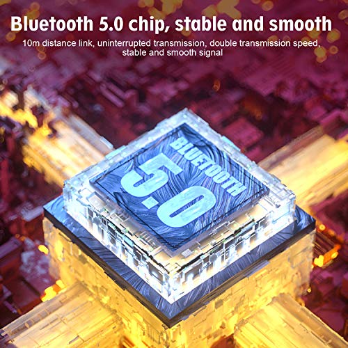 Auriculares Bluetooth 5.0 Auriculares Inalámbricos IPX7 Impermeable Auriculares Bluetooth Deportivos Inalambricos con Microfono 3D Hi-Fi Estéreo Wireless Earbuds para iPhone y Android(Rosa