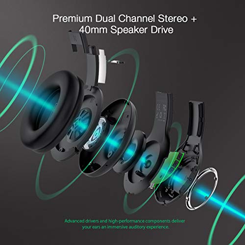 Auriculares Diadema Bluetooth, BlitzWolf Auriculares Bluetooth Plegables, hasta 20 Horas de Llamada, Estéreo de Alta Fidelidad para Móviles y Tabletas, con Cable Aux de 3.5mm(Negro)