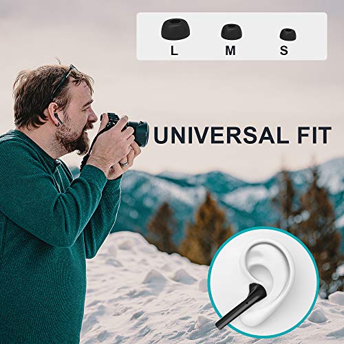 Auriculares Inalámblicos Bluetooth 5.0 Cascos, Mini TWS Sin Cable Cascos In-Ear con Micrófonos Dual, Audífonos Deportivos con Caja de Carga, compatibles con Smartphone, TV, Tablets Blanco Negro
