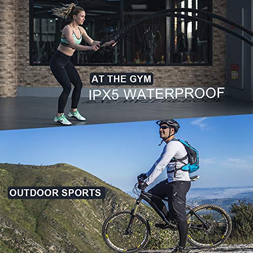 Auriculares Inalámblicos Bluetooth 5.0 Cascos, Mini TWS Sin Cable Cascos In-Ear con Micrófonos Dual, Audífonos Deportivos con Caja de Carga, compatibles con Smartphone, TV, Tablets Blanco Negro