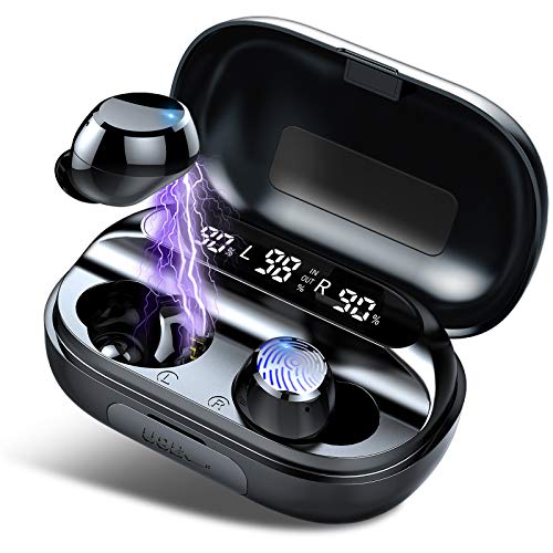 Auriculares Inalámbricos, Auriculares Bluetooth 5.0 3500mAh 150H Playtime IPX7 Impermeable con Caja de Carga y Mic, Antena FPC AAC-LC HiFi Calidad De Sonido, In-Ear Auriculares
