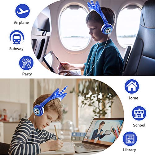 Auriculares Unicorn para niños, Orejeras con Orejas de Gato Que Brillan intensamente con LED, Auriculares con Cable para niños de 85dB Volume Limited, Auriculares inspirados en Gatos para niñas