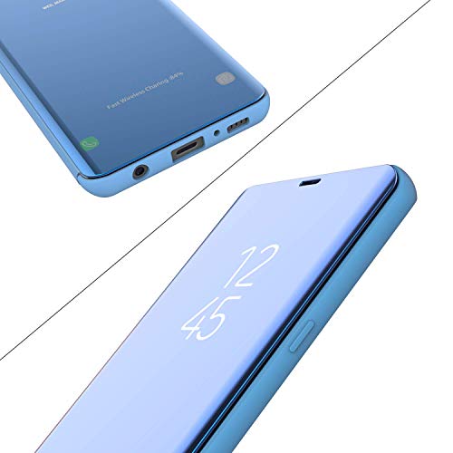 AURSEN Case de Teléfono para Samsung Galaxy S8 Plus, Flip Cover Carcasa, Soporte Plegable, Cierre Magnético - Color Azúl