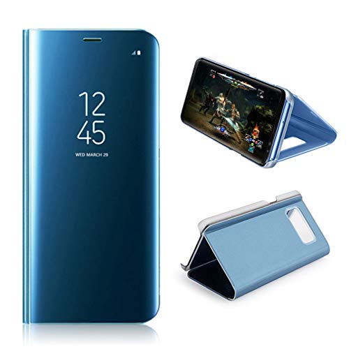 AURSEN Case de Teléfono para Samsung Galaxy S8 Plus, Flip Cover Carcasa, Soporte Plegable, Cierre Magnético - Color Azúl