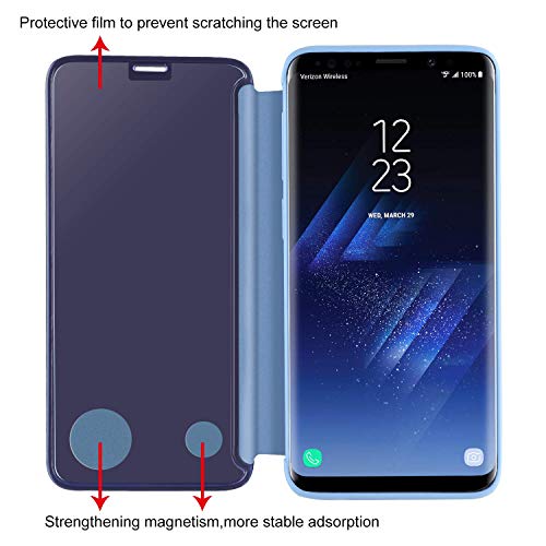 AURSEN Case de Teléfono para Samsung Galaxy S8 Plus, Flip Cover Carcasa, Soporte Plegable, Cierre Magnético - Color Azúl