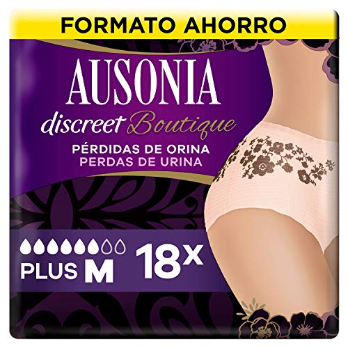 Ausonia Discreet Boutique Braguitas Para Pérdidas De Orina M Color Salmón, Bloquean El Olor y La Humedad Y Evitan Fugas x 18