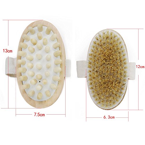 Aussel Cepillo de cuerpo cerda natural baño de madera ducha cuerpo de espalda cepillo de masaje Spa Scrubber (Style 6)