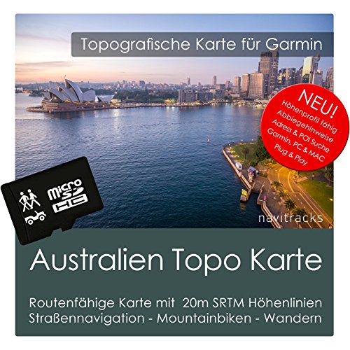 Australia Topo tarjeta de GPS Garmin – 8 GB MicroSD para Garmin navi, PC & Mac