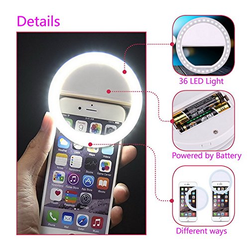 AUTOPkio Selfie Light Selfie Luz del Anillo, de 36 años aro de luz LED de iluminación Nocturna Selfie complementaria Mejora la Oscuridad de Fotografía para Smartphone
