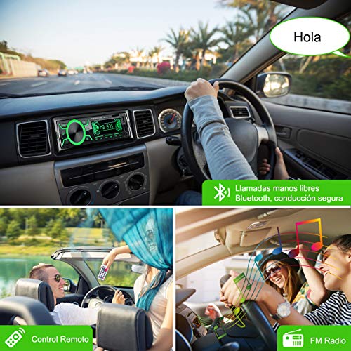 Autoradio Bluetooth, Radio de Coche 4 x 60W, Soporta Llamadas Manos Libres MP3/FM/AM/SD/AUX/USB Archivo y Control Remoto Inalámbrico