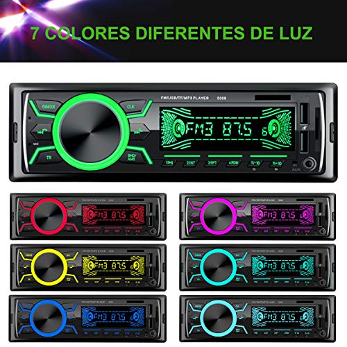 Autoradio Bluetooth, Radio de Coche 4 x 60W, Soporta Llamadas Manos Libres MP3/FM/AM/SD/AUX/USB Archivo y Control Remoto Inalámbrico