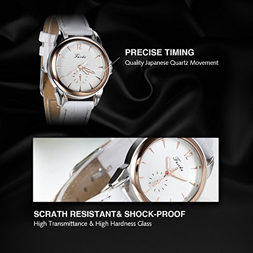 Avaner Blanco Reloj para Mujer Cuarzo Analogico Reloj de Pulsera Pequeño Minimalista, Diseño Elegante Casual Correa de Cuero (Blanco), Regalo de San Valentín