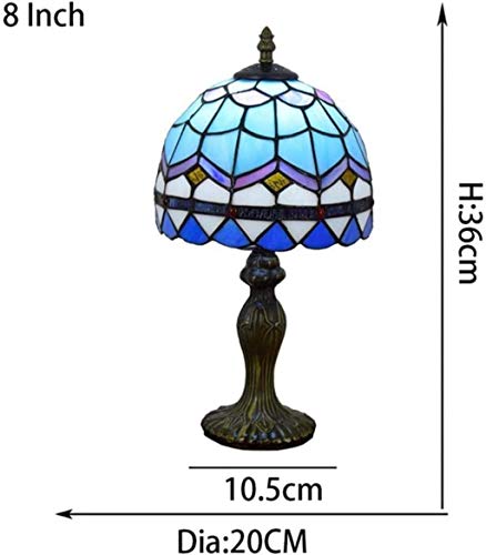 AWCVB Azul Habitación Individual Lámpara De Tabla Creativa Mediterránea Tiffany Lámpara De Noche Manchada De Vidrio para La Iluminación Decorativa De La Oficina En Casa