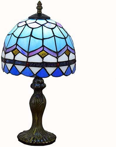 AWCVB Azul Habitación Individual Lámpara De Tabla Creativa Mediterránea Tiffany Lámpara De Noche Manchada De Vidrio para La Iluminación Decorativa De La Oficina En Casa