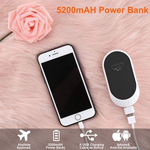 Awroutdoor Calentador de Mano Recargable,7800mAh /5200mAh Calentadores de Manos Bolsillo USB,Banco de Energía Power Bank Calentador de Mano eléctrico de Reutilizable para Esquiar, Acampar, Caminar