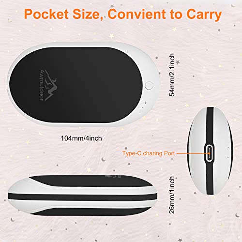 Awroutdoor Calentador de Mano Recargable,7800mAh /5200mAh Calentadores de Manos Bolsillo USB,Banco de Energía Power Bank Calentador de Mano eléctrico de Reutilizable para Esquiar, Acampar, Caminar