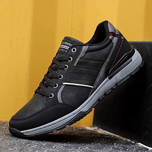 AX BOXING Zapatillas Hombres Deporte Running Sneakers Zapatos para Correr Gimnasio Deportivas Padel Transpirables Casual 40-46 (44 EU, Gris Negro)