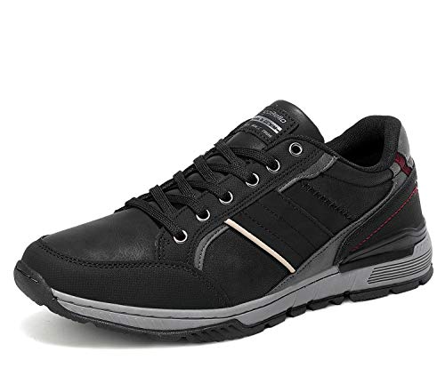 AX BOXING Zapatillas Hombres Deporte Running Sneakers Zapatos para Correr Gimnasio Deportivas Padel Transpirables Casual 40-46 (44 EU, Gris Negro)