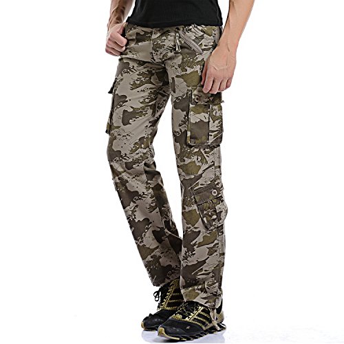 AYG Fit recta de carga pantalones casuales pantalones de trabajo de algodón militar para Hombres W31/L32(ES 41)31"cintura/32"inseam Onda Camo(wave Camo)