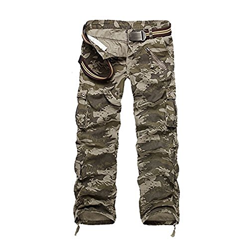 AYG Fit recta de carga pantalones casuales pantalones de trabajo de algodón militar para Hombres W31/L32(ES 41)31"cintura/32"inseam Onda Camo(wave Camo)