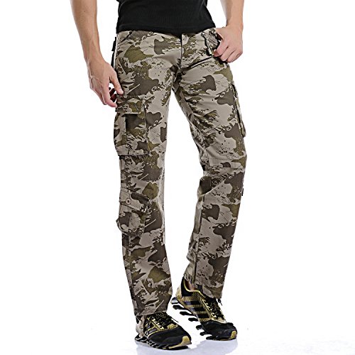 AYG Fit recta de carga pantalones casuales pantalones de trabajo de algodón militar para Hombres W31/L32(ES 41)31"cintura/32"inseam Onda Camo(wave Camo)